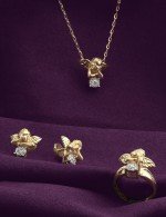 Серьги из лимонного золота 585 пробы c бриллиантами
