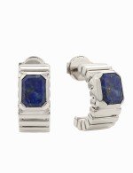 Серьги из белого золота 585 пробы c лазуритом