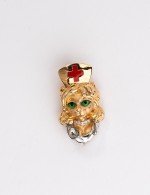 Подвеска из золота 585 пробы c эмалью, бриллиантами и рубином